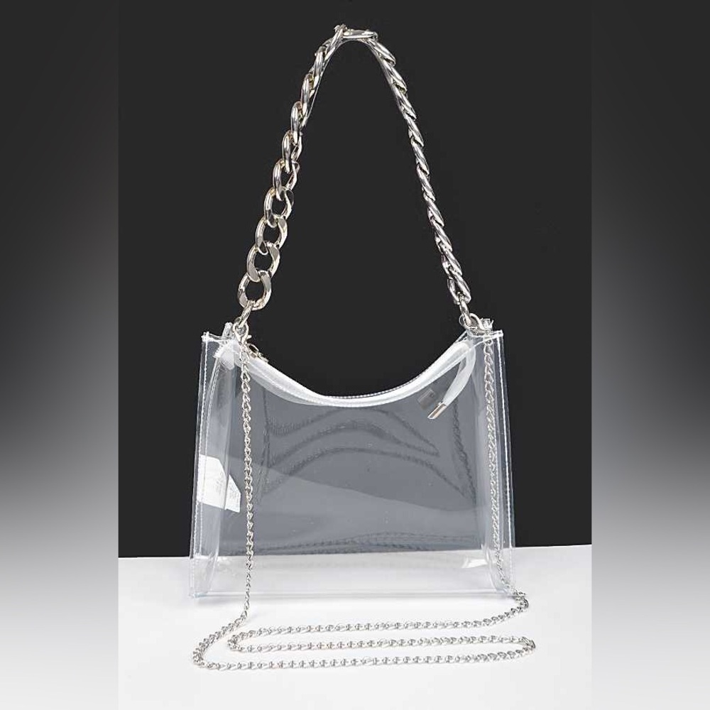 Clear Transparent Gold Accent Stadium Handbag